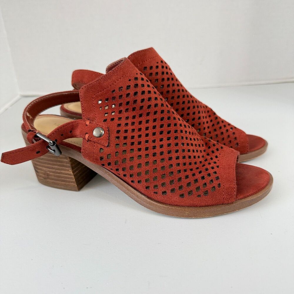 Marc Fisher Women's Heeled Slingback Peep Toe Shoes Sandals Orange Red Size 6.5